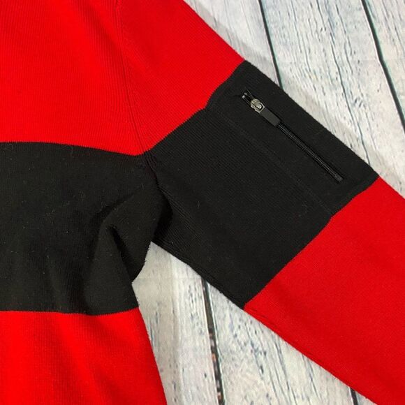 Talbots Red Cream Black SKI Thermolite Chalet Chic Cozy Holiday Sweater M - Picture 6 of 11